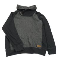 Tmavošedo-čierna melírovaná mikina s komínovým golierom S. Oliver