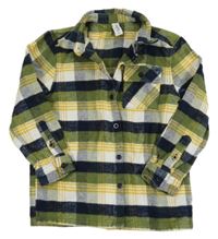 Khaki-bílo-tmavomodro-okrová kostkovaná košilová bunda Topolino