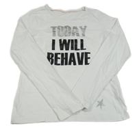 Biele tričko s nápismi a hviezdičkou