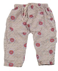 Pudrové vzorované podšité turecké kalhoty MONOPRIX