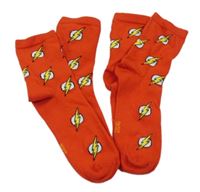 2x - Červené ponožky s bleskami