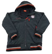 Tmavomodrý softshellový fotbalový bomber FC Bayern a pruhy a kapucí   