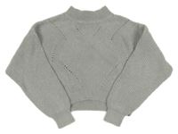 Sivý melírovaný rebrovaný crop sveter s perforovaným vzorom H&M