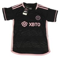 Nové - černo-světlerůžový funkční fotbalový dres se znakem a číslem - Messi 