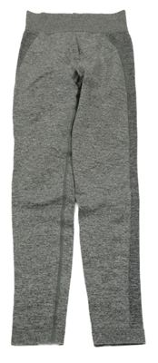 Šedé melírované thermo legíny s nápisem