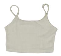 Biely rebrovaný úpletový crop top SHEIN