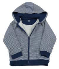 Tmavomodro-bílá pruhovaná propínací teplá mikina s kapucí M&S