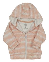 Světlerůžovo-bílá batikovaná propínací mikina s kapucí F&F