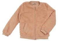 Světlerůžový kožešinový podšitý bomber so srdiečkami C&A