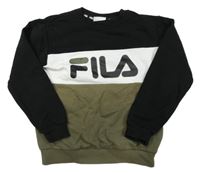 Černo-bílo-khaki mikina s logom FILA