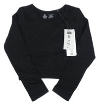 Nové - čierne rebrované thermo crop tričko F&F
