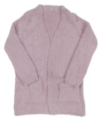 Lila chlupatý svetrový cardigan Tu