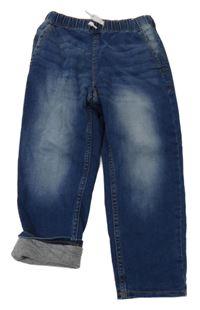 Modré jogger PULL ON teplákové podšité rifle H&M