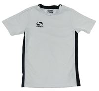 Biele športové tričko s čiernymi pruhmi a logom Sondico