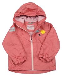 Ružová šušťáková jarná zateplená bunda s obrázkami a kapucňou Impidimpi