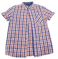 Oranžovo-modro-biela kockovaná košeľa Next