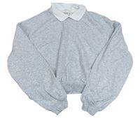 Svetlosivá melírovaná crop mikina s golierikom H&M