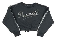 Tmavosivá crop mikina s 3D logom zn. Pineapple