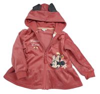Vínová plyšová prepínaci mikina s Minnie a kapucňou zn. Disney