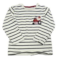 Bielo-čierne pruhované tričko so Santou zn. Next