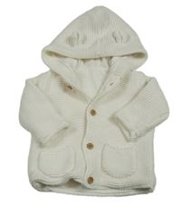 Smetanový podšitý propínací svetr s kapucí George