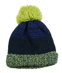 Tmavomodro-melírovaná pletená čepice s bambulí George