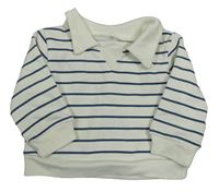 Smetanovo-tmavomodrá pruhovaná mikina s golierikom Chick Pea