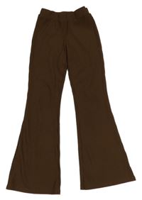 Hnědé žebrované flare legíny H&M