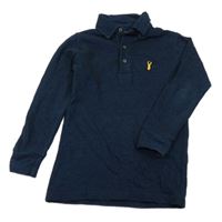 Tmavomodré melírované triko s nášivkou Next