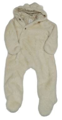 Béžová kožešinová zateplená kombinéza s kapucí Zara