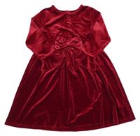 Červené sametové šaty s mašlí St. Bernard