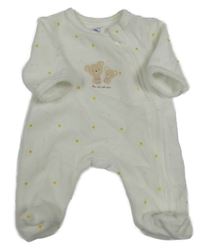 Biely bodkovaná ý zamatový overal s medveďmi