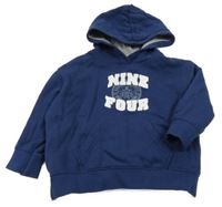 Tmavomodrá mikina s nápisom a kapucňou H&M