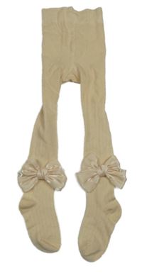 Béžové pančuchy s mašľami