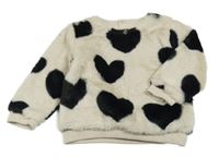 Béžová chlpatá podšitá mikina so srdiečkami Nutmeg