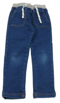 Modré teplákové rifle s úpletovým pasom