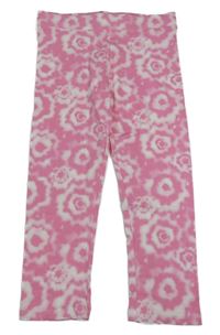 Ružovo-biele batikované capri legíny Dunnes