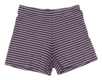 Tmavomodro-ružové pruhované elastické kraťasy F&F