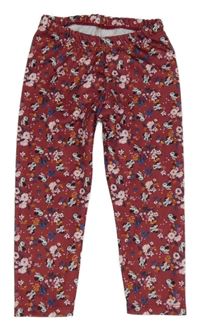 Vínové kvetované legíny s Minnie Disney