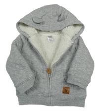 Sivá melírovaná prešívaná zateplená prepínaci mikina s kapucňou Carter's