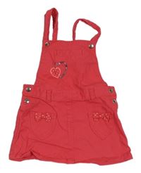 Malinové plátenné na traké šaty so srdiečkami a flitrami