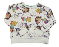 Bílá mikina s Gabby a kočkami