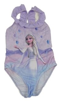 Lila jednodílné plavky s Elsou a volánem Disney