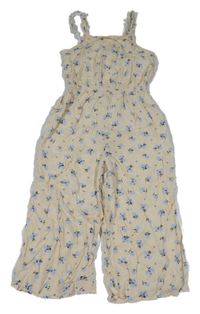 Svetložltý kvetovaný ľahký culottes overal New Look