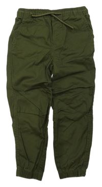 Khaki plátěné cuff kalhoty H&M