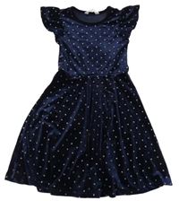 Tmavomodré zamatové šaty s hviezdami H&M