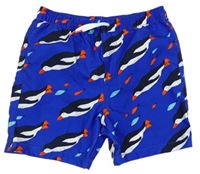 Modré plážové kraťasy s tučňáky zn. M&S