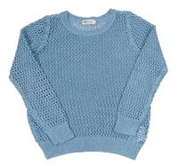 Modrý trblietavý perforovaný sveter H&M