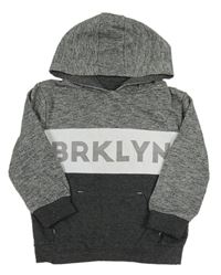 Tmavošedo-sivo-biela mikina s nápisom a kapucňou Primark