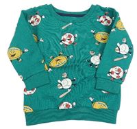 Tmavozelená mikina s míči Primark